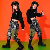 Wholesale Clothing Sets Girls Boys Hip Hop Dance Costumes Kids Hoodie Tops Jogger Camouflage Pants Jazz Dancing Clothes Street Wear