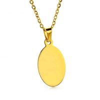 Wholesale Custom Engraved Name Oval Tags Necklace Gold Plated Oval Shaped Blank Necklac