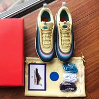 Wholesale Top SW Sean Wotherspoon running Shoes og Vivid Sulfur Multi Yellow Blue Hybrid runner New Mens Womens designer sneakers Boots with box shoelaces