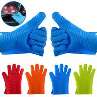 Wholesale Kitchen Microwave oven mitt Baking Gloves Thermal Insulation Anti Slip Silicone Five Finger Heat Resistant Safe Non toxic Gloves