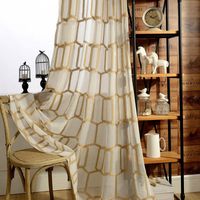 Wholesale Curtain Drapes Honeycomb Yarn American Country Yarn Texture Embroidery Bedroom Living Room Window Curtian
