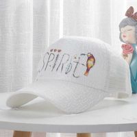 Wholesale 2021 Summer Baseball Cap Hat Female Net Yarn Printing Breathable Bright Brim Korean Version of All match Outdoor Shade Cap Tide Q0703