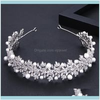 Wholesale Clips Barrettes Jewelry Jewelrycrystal Pearl Ladies Wedding Headpieces With Cube Zircon Aessories Headdress Bridal Hair Tiaras D
