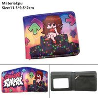 Wholesale Wallets Short Wallet Friday Night Funkin PU Coin Pocket Casual Student Colour Bifold Po Card Holder Leather Boys Girls Cartoon Purses