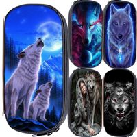 Wholesale Cosmetic Bags Cases Animal Wolf Pencil Case For School High Quality Girls Boys Box Student Storage Pouch Children Organizer Boxes