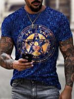 Wholesale Men s T Shirts crop top fashion tee blue star luxurys Casual round neck Science fiction short sleeve digital printing high quality polo shirt men clothing