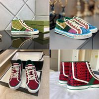 Wholesale Tennis Designers GG sneakers Red green canvas Luxurys Shoe Beige Blue washed jacquard denim Women Shoes Ace Rubber sole Embroidere6yAS
