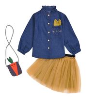 Wholesale 3 Spring New Toddler Girls Clothes Fashion Kids Embroidered Denim Shirt Dress Bag Set Suit Casual Children s Clothing X2