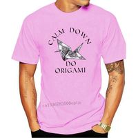 Wholesale Men s T Shirts Round Neck Fashionable T shirt quot calm Down And Make Origami quot Origami Bird Pattern Novel