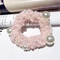 Wholesale Hair Clips Barrettes Fashion Women Curly Plush Rubber Bands Elastic Simulated Pearls Holder LB