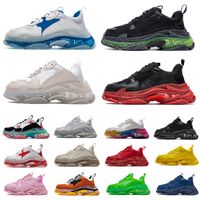 Wholesale Triple S Clear sole mens Casual Shoes Black white red yellow blue dark grey Bred FW Bubble Midsole Neon Green increasing women men sports Sneakers old dad shoe