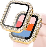 Wholesale Dual Bling Diamond Protective PC Bumper Cases Full Cover Tempered Glass Screen Protector For Apple Watch iWatch series mm mm mm mm No package
