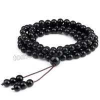 Wholesale Charm Bright Black Beads Strands Bracelet mm Onyx Natural Stone Mala Necklace Fashion Buddha Bracelets For Men Women Jewelry Gift