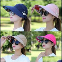 Wholesale Visors Hats Caps Hats Scarves Gloves Fashion Accessories Women Foldable Uv Protection Hat Riding Floppy Cap Outdoor Beach Wide Large Brim
