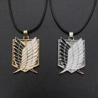 Wholesale 1pc Anime Attack on Titan Alloy Necklace Figure Toys Wings of Liberty Shingeki No Kyojin Leather Chain Gold Pendant Gift