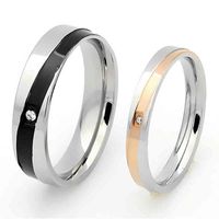 Wholesale Band Rings Ovillo Korean Titanium Steel Two color Couple Ring Fashion Diamond Inlay Is Sold Out and the Special Price on Sale