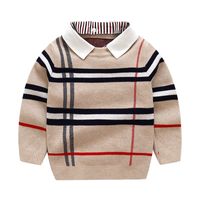 Wholesale Kids fashion plaid knit Cotton Pullover sweater colors Christmas children printed designer sweaters Jumper wool blends boys girls Y boutique clothing clothes