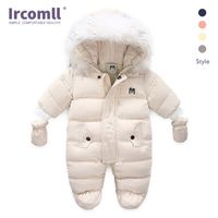 Wholesale Ircomll Thick Warm Infant Baby Jumpsuit Hooded Inside Fleece Boy Girl Winter Autumn Overalls Children Outerwear Kids Snowsuit