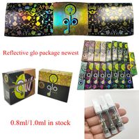 Wholesale Glo Extracts Cartridges ml ml Ceramic Carts Atomizers empty vape pens Disposable Cartridge Reflective Packaging e cig Glass Tank Allow custom