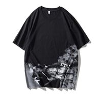 Wholesale Men s T Shirts Fashion Tie dye Print Funny Tshirt Loose Japanese Minimalist Style Hand painted Clothes Couples White Cotton Streetwear