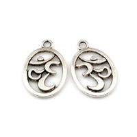 Wholesale 150 Antique Silver Alloy Oval Yoga OM Charms Pendants For Jewelry Making Earrings Necklace And Bracelet x14mm A