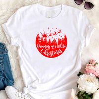 Wholesale Women s T Shirt Dream of a white Christmas ladies T shirts red cotton festival graphic t holiday drop clothes party SMG0