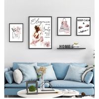 Wholesale Paintings Salon Girls Room Decoration Creative Picture Fashion Art Poster Pink Luxury High Heels Bag Canvas Print Wall Painting Beauty