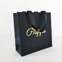 Wholesale Gift Wrap Custom Logo Black Luxury Paper Bag With Ribbon Handle Personalized Recycled Bags For Jewelry Boxes Packaging