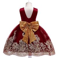 Wholesale Girls Dresses Princess Wear Kids Clothes Children Child Clothing Birthday Embroidered Sequin Bow Party Formal Pageant Dress B7257