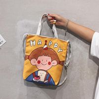 Wholesale Korean Cartoon Canvas School Bag Graffiti Cute Tote Duck Girl Shoulder Handbag Large Capacity Student Women Bags