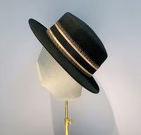 Wholesale Wide Flat Brim Wool Gambler Hat Pork Pie Fedora Hats Black Western Cap Retro Panama Hats Fashion Caps for Winter