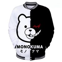 Wholesale Men s Jackets Anime Danganronpa Monokuma Black White Bear Sportwear Men Women D Print Baseball Jacket Casual Tracksuit Cosplay Costume