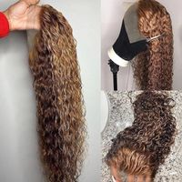 Wholesale Curly Brown Ombre x6 transparent Lace Front Human Hair Wigs Brazillian Highlight Full Laces Pre Plucked With Baby Hairs Frontal x4 hairline