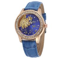 Wholesale Butterfly Design Women s Diamonds Watches Hand Wind Up Mechanical Watch Ladies Skeleton Leather Strap Woman Wristwatches