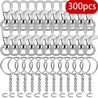 Wholesale 300Piece Silver Swivel Snap Hooks O Key Rings with Open Jump Ring Metal Lobster Clasp Buckle Keychain for Craft DIY Accessory Kimter W50F
