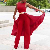 Wholesale Red Jumpsuits For Women Floor Length Sleeveless High Waist Elegant Evening Night Party Dinner Rompers No Belt