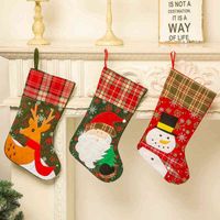 Wholesale Elf Christmas Tree Decoration Santa Claus Christmas Embroidered Socks Bag Ornament Candy Gift Bag Red Christmas Stockings Decor H1110