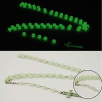 Wholesale Glow In Dark Plastic Rosary Beads Luminous Noctilucent Necklace Catholicism Religious Jewelry Party Gift ENDQ Pendant Necklaces