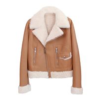 Wholesale Winter Wmen s Fashion Sheep Fur Sheepskin Leather Surface Shearling Wool Lining Biker Pilot Jacket Women s Jackets