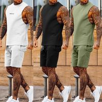 Wholesale Men s Tracksuits Mens Sets Summer Pieces Sleeveless Tank Tops Shorts Pants Set Fitness Sports Breathable Beach Sexy Charm Crop Top Cotton