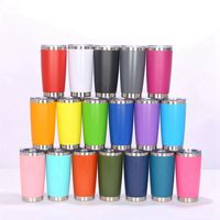 Wholesale Mugs fashion oz Drinking Cup color Tumbler with Lid Stainless Steel Wine Glass Vacuum Insulated cup Travel RRF6459