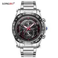Wholesale Wristwatches LONGBO Watch For Men Stainless Steel Military Sports Quartz Waterproof Male Relogio Masculino Clock