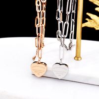 Wholesale 18K Gold Sliver Classic Stainless Steel Clavicle Chain Pendant Necklace Love Heart Women Choker Party Wedding Jewelry Gifts