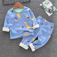 Wholesale Autumn Winter Plus Velvet Children s Clothing Sets for Girls y Cotton Thicken Cartoon Pattern Baby Boy Keep Warm Pajamas Suit Y2