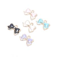 Wholesale Charms Enamel Shiny Bow Alloy Pendant Hairpin Jewelry Making Craft Gift