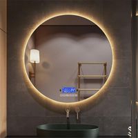 Wholesale Mirrors Bluetooth Round Bathroom Makeup Mirror WIth LED Light Human Body Induction Anti fog Backlight Touch Dimming Smart Vanity