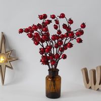Wholesale Christmas Decorations Pack Artificial RED Berry Stems For Tree Decoration Diy Crafts Wreath Garland Winter Fake Berries Bunch Faux