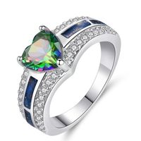 Wholesale 2021 Top Sell Brand Handmade Deluxe Jewelry KT White Gold Fill Heart Cut Opal CZ Diamond Gemstones Party Women Wedding Engagement Band Ring Gift Size