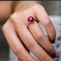 Wholesale Cluster Rings Luxury Sterling Silver Rose Gold Plated Created Gemstone Citrine Sapphire Ruby With Stone For Women Wedding Gift