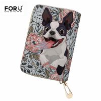Wholesale Card Holders FORUDESIGNS ID Holder For Women Passport Cover Wallet Case Boston Terrier Printing Cute Travel Porte Carte